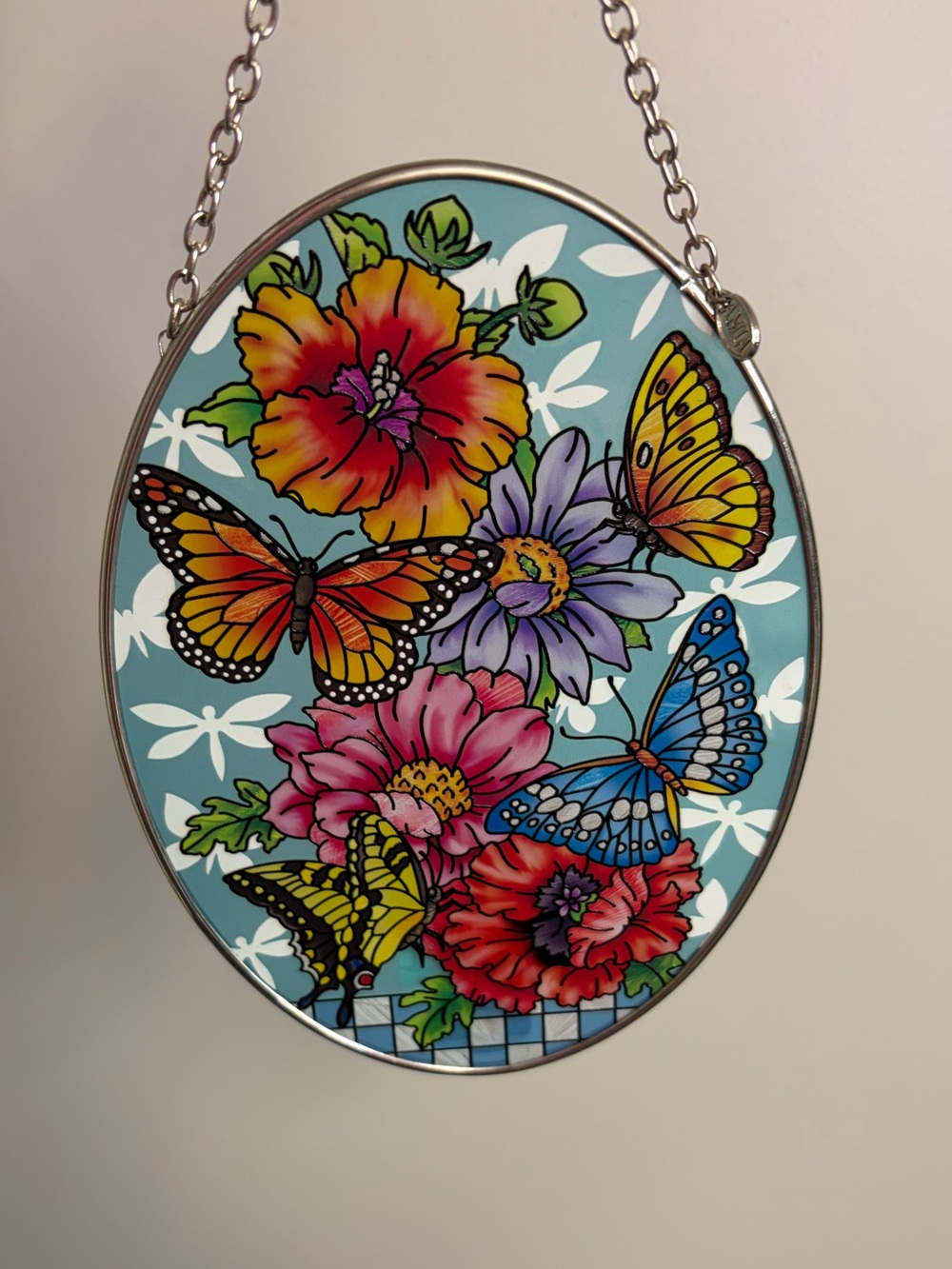 Amia Butterfly Flowers Stained Glass Art